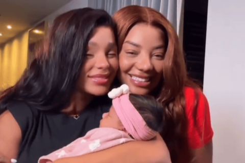 Ludmilla e Brunna Gonçalves mostram o rosto da filha Zuri pela primeira vez