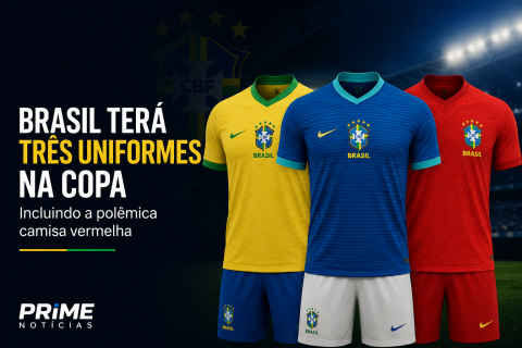 Brasil poderá usar três uniformes diferentes na Copa, incluindo polêmica camisa vermelha