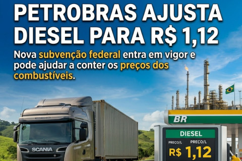 Petrobras ajusta preços do diesel para R$ 1,12 e adere à nova subvenção federal
