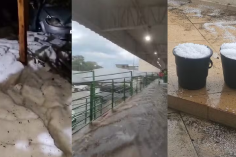 Temporal de granizo atinge Sul de Minas e causa alagamentos, queda de árvores e falta de energia