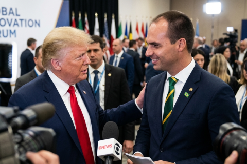 Eduardo Bolsonaro pede a Donald Trump reimposição de sanções contra Alexandre de Moraes; Veja o vídeo
