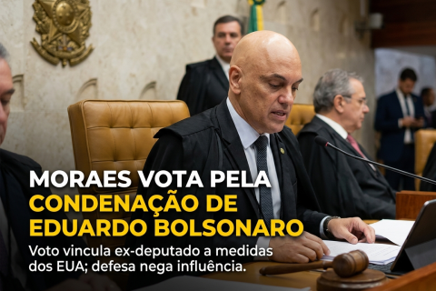 Moraes vota pela condenação de Eduardo Bolsonaro em processo sobre o tarifaço dos EUA