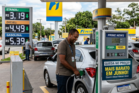 Preços dos combustíveis caem em junho com recuo puxado por etanol e diesel