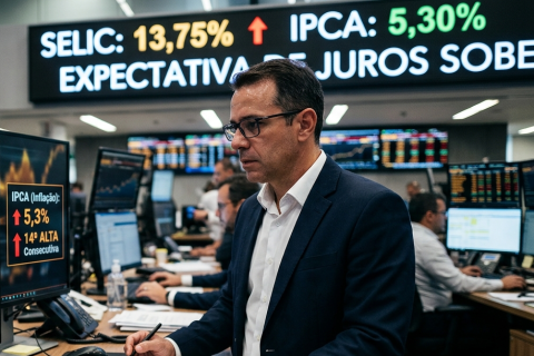 Mercado financeiro eleva previsão da Selic para 13,75% ao ano; expectativa de inflação sobe pela 14ª semana seguida