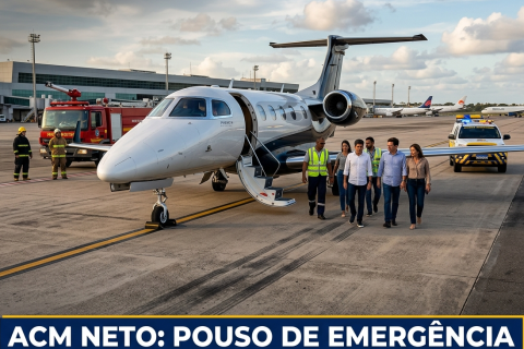 Avião com ACM Neto faz pouso de emergência na Bahia após problema técnico