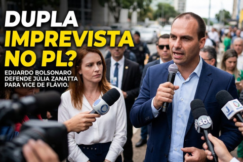 Eduardo Bolsonaro defende Júlia Zanatta como vice de Flávio Bolsonaro e rebate críticas de influenciador